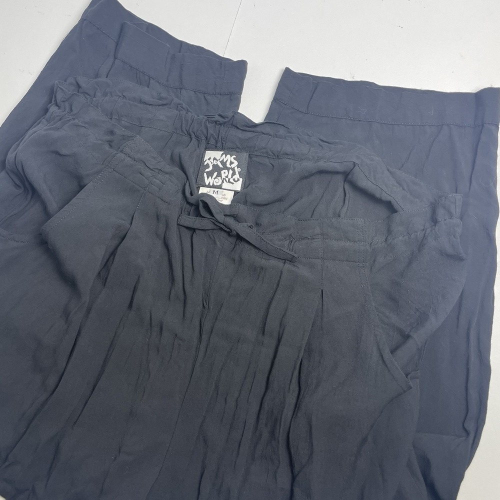 Jams World Pants Womens Medium Black Cropped Pants Capri Beach Boho Lounge